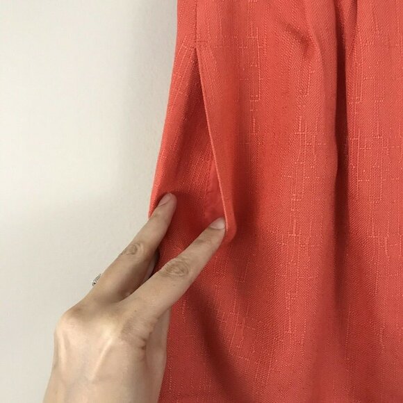 Vintage Womens Size 6 Skirt Coral Pink Orange Pockets Zip Back Knee Length - Picture 2 of 4